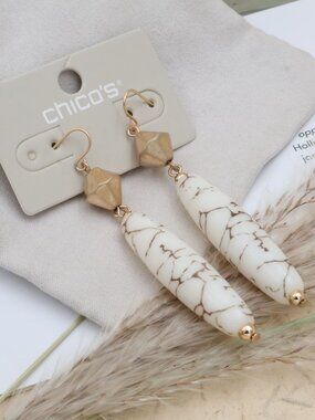 Chico's White Marbled Earrings